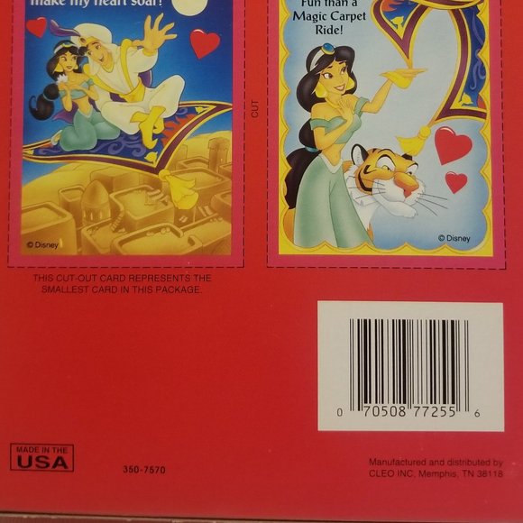 17 vtg Disney valentines- Aladdin, Cinderella, Mickey - Picture 7 of 12